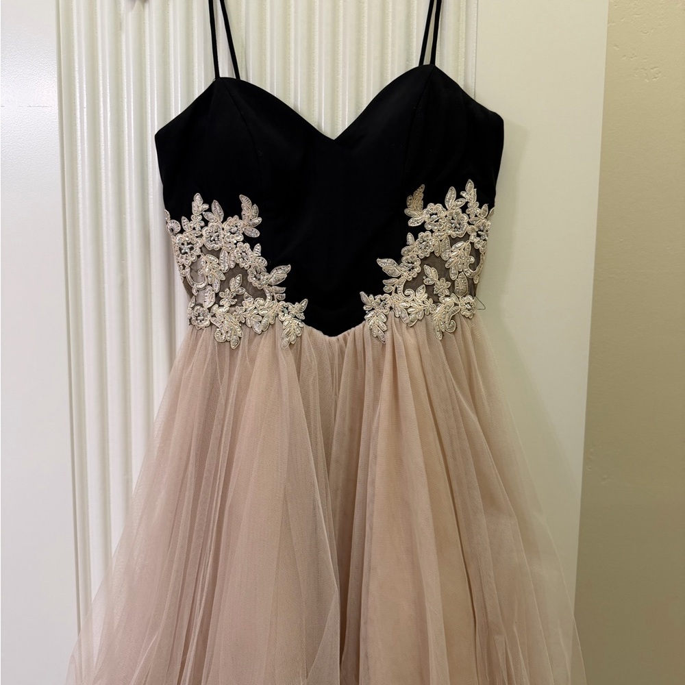 Blondie Nites Black and Cream Prom Dress